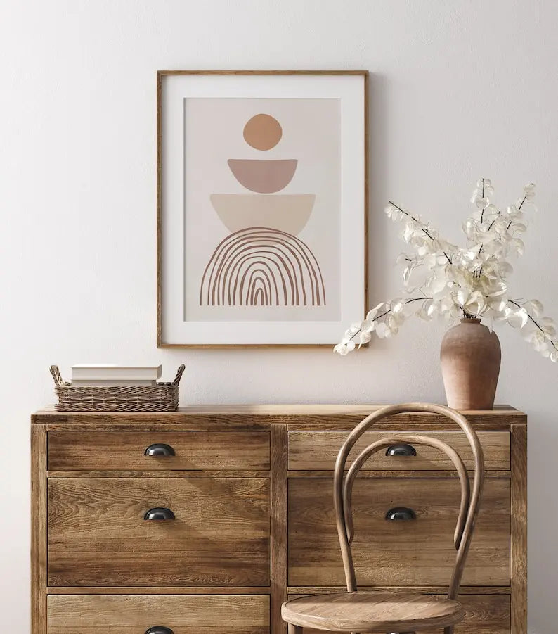 toile d'art abstraite minimaliste beige marron simple lignes contemporaine décoration maison erotique geometrique