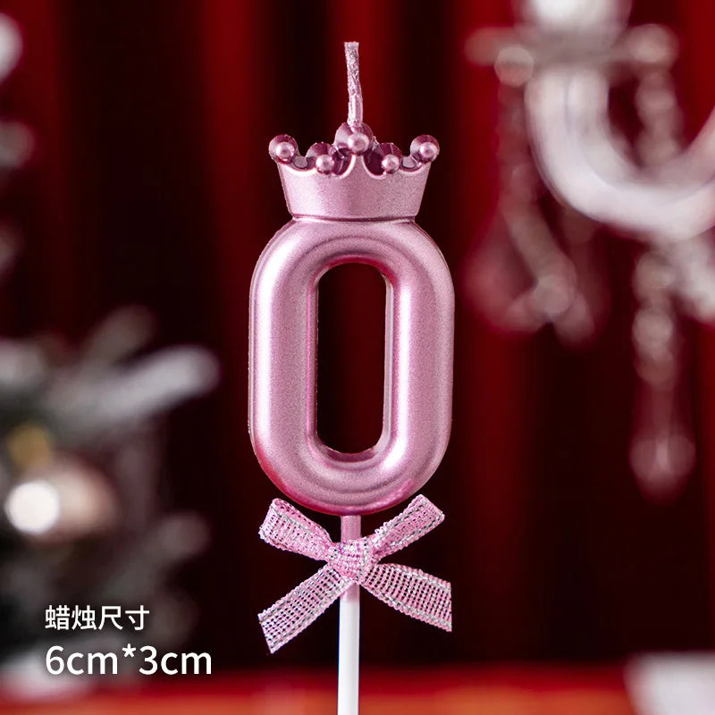 bougies numeriques rose couronne ruban brillant pique decoration anniversaire festif chiffres princesse