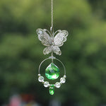 décoration fenêtre pendentif papillon métal cristal vintage anneau circulaire goutte ornement chambre jardin