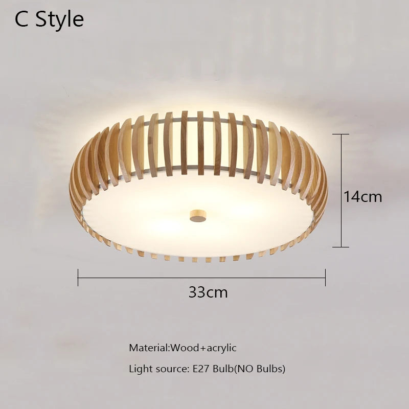 lampe moderne bois naturel blanc rayures horizontales diffuseur acrylique éclairage salon chambre cuisine
