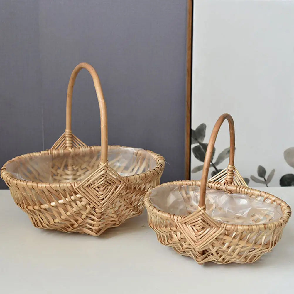 panier osier tressé main naturel beige traditionnel facile transport poignée bois intérieur decoration