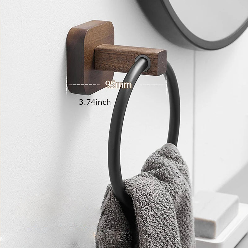 porte serviettes moderne adhésif noir blanc doré serviettes tissées laquées aluminium bois walnut