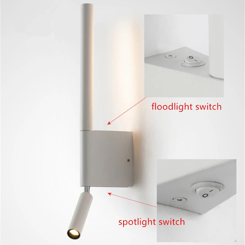 lampe murale moderne réglable 330 degrés led noir blanc chambre entrée étude