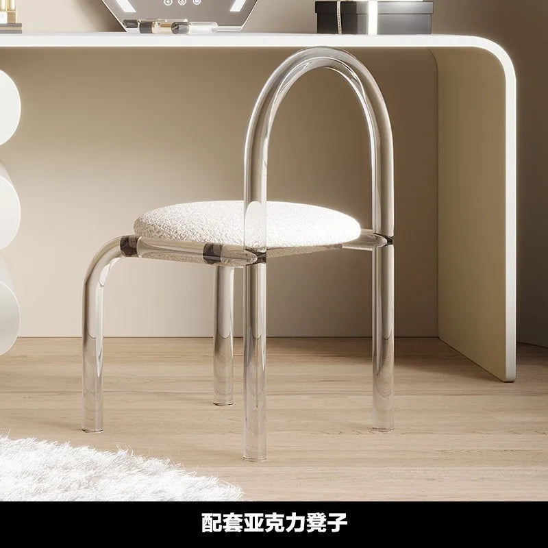 meuble rangement moderne commode tiroirs table maquillage miroir tabouret bois chêne massif beigeclair