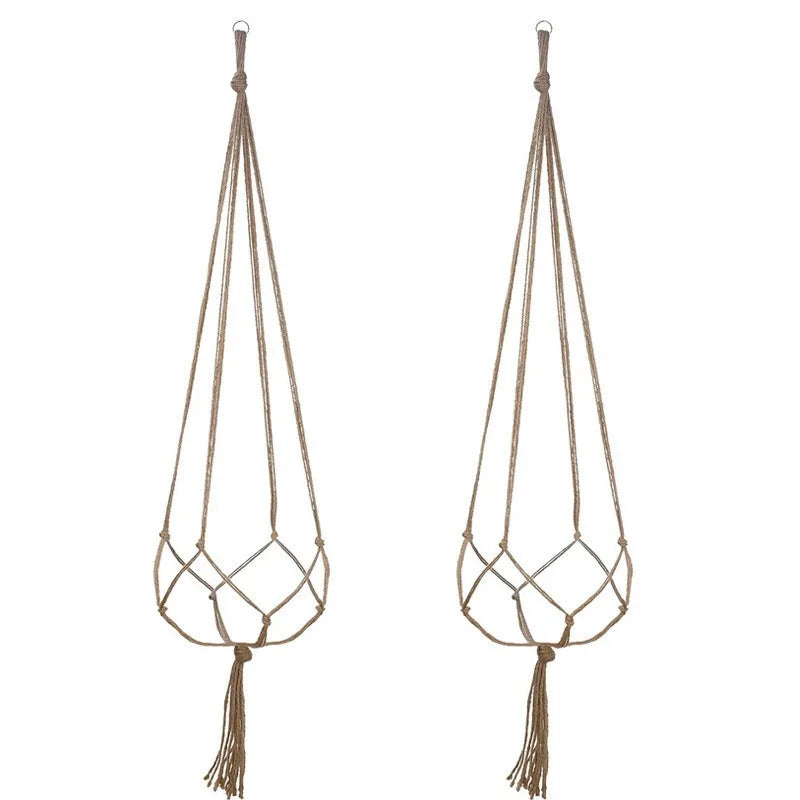 sacs fleurs suspendus macramé boho noir blanc anneaux métalliques rustique