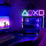 décoration lumineuse led symboles playstation manette jeu couleurs variées gaming moderne