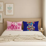 taies d'oreiller décoratives moderne motif ours fleurs imprimées non toxiques respectueuses environnement rose bleu