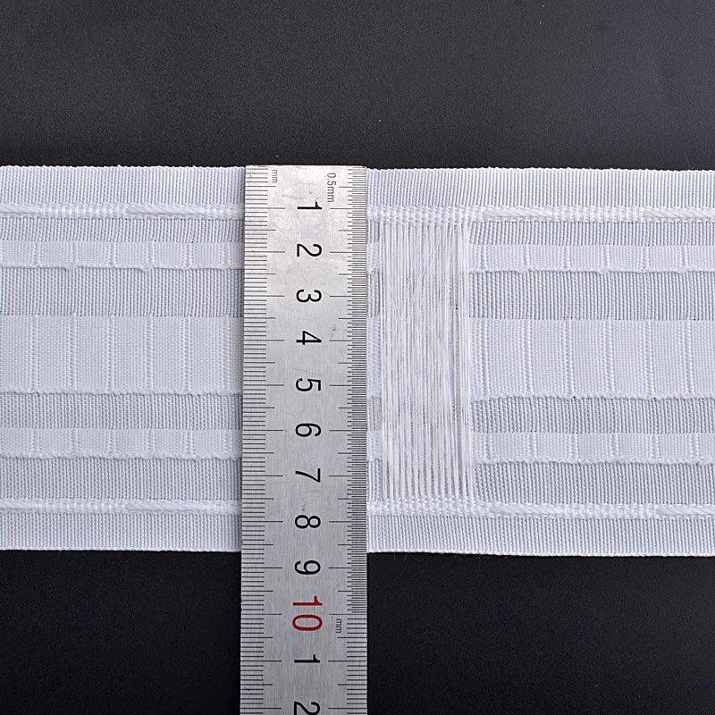 ruban rideau blanc rayures horizontales moderne 10m 20m 30m anneau polyester