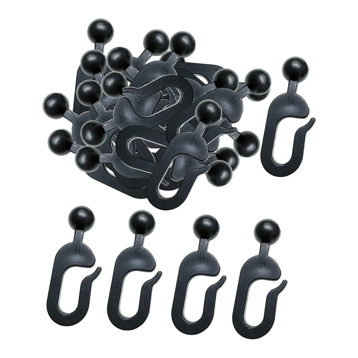 crochets noirs rideaux gazebo tringle douce glissade rustproof extérieur drapeaux robustes 56 pièces