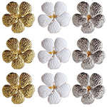 anneaux serviette métal fleur stylisée pièces doré argenté blanc élégants modernes respectueux environnement
