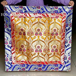 nappe table brodée motif floral or bleu rouge élégante polyester coton réutilisable pâques
