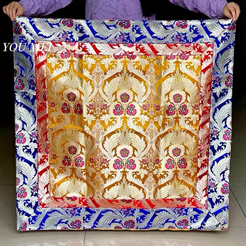 nappe table brodée motif floral or bleu rouge élégante polyester coton réutilisable pâques