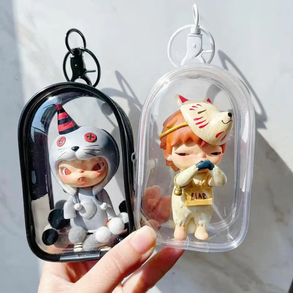 boîtes mystère transparentes accessoires poupées figurines clips personnages stylisés pop art transparentes enfants adolescents