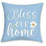 housse coussin polyester floral printemps bleu blanc vert lit salon voiture