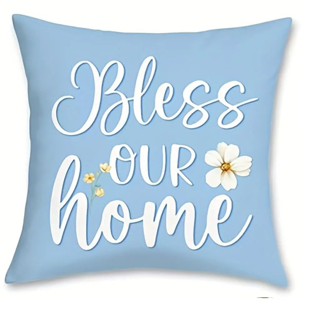 housse coussin polyester floral printemps bleu blanc vert lit salon voiture