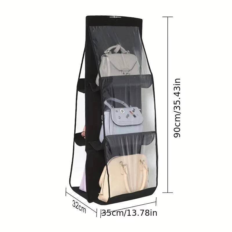sac rangement noir transparent tissu oxford réutilisable crochet 360° classique durable multiple utilisation