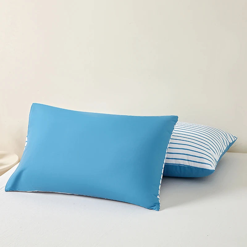 taies d'oreiller rayées bleu clair blanc modernes polyester 40x60 50x65 50x70 50x75 50x90cm