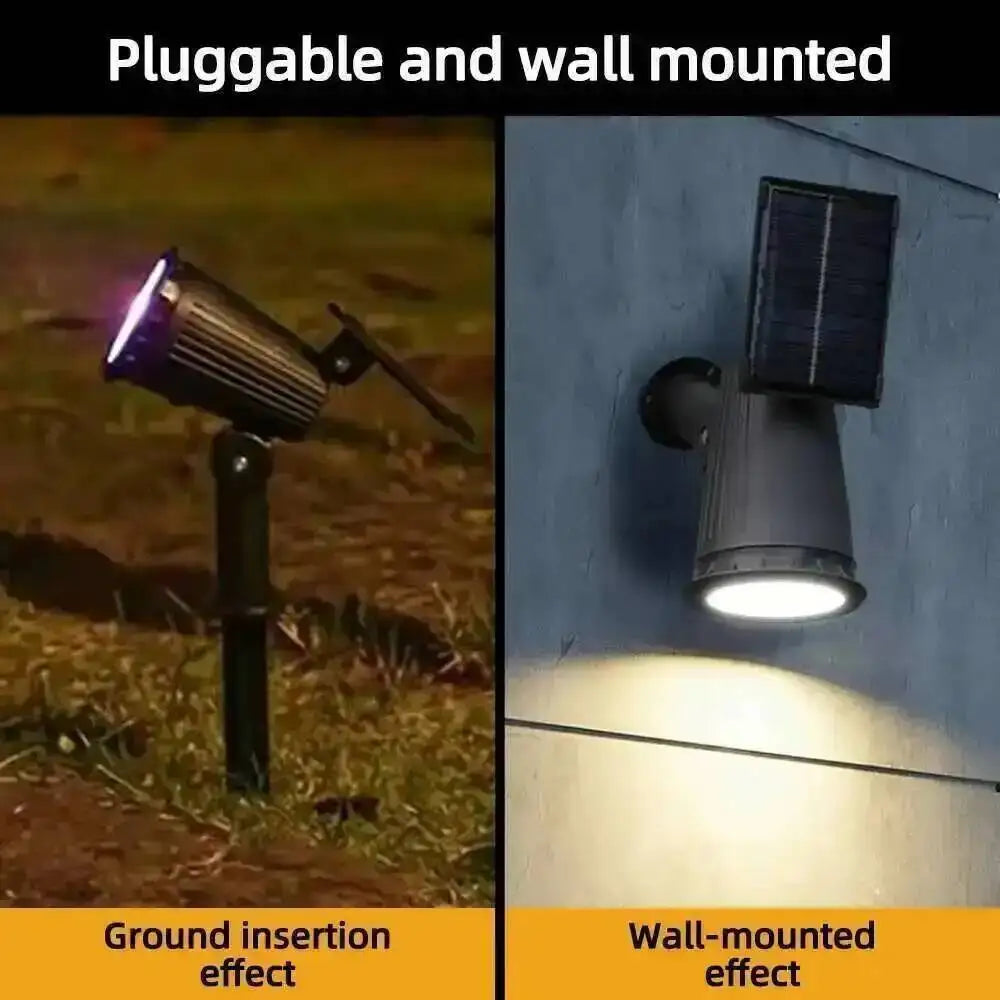 projecteur solaire led noir pied métal extérieur réglable lumière moderne jardin