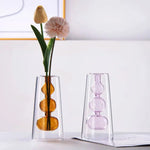 vase verre transparent billes sphériques minimaliste couleur gris bleu vert orange rose