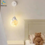 lampe suspendue moderne ours lapin sphère lunaire décoration chambre salon blanc rose
