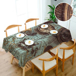 nappe table vintage carte ancienne compas motifs géométriques bleu clair marron adaptée tables