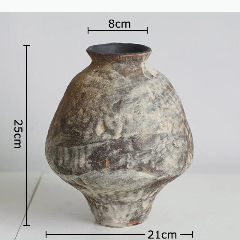 vases marron gris blanc texture marbrée artisanal rustique vase table nouveau classique post moderne