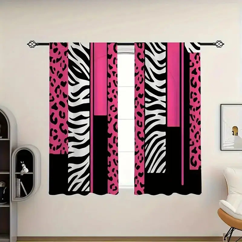 rideau léopard zèbre opacité moderne 100 polyester noir blanc rose chambre salonhôtel