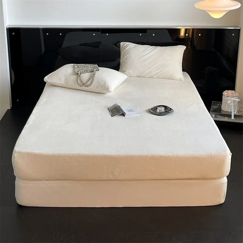 housse lit flanelle douce matelas double grande taille coton épais hiver