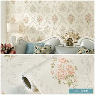 papier peint fleurs blanches classique adhésif résistant humidité écologique chambre salon vintage pastorale