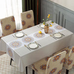 nappe table moderne beige motifs floraux imperméable pvc extérieur mariage festives 140x180cm