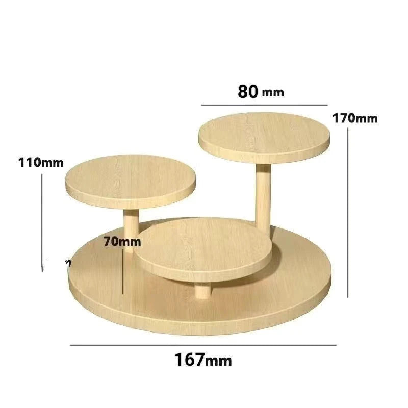 support objets bois massif finition naturelle minimaliste moderne figurines gâteaux cupcakes bijoux parfums tasses