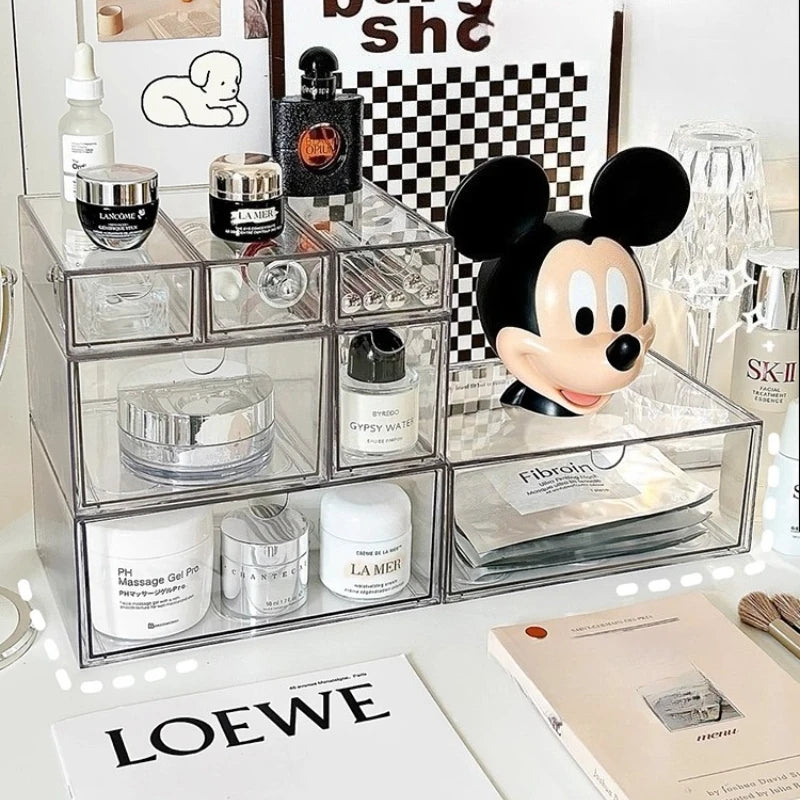 boîte rangement cosmétique transparente acrylique anti poussière tiroirs empilable moderne minimaliste
