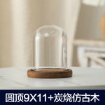 cloche verre transparent base bois bougie parfumée pinçon décoratives