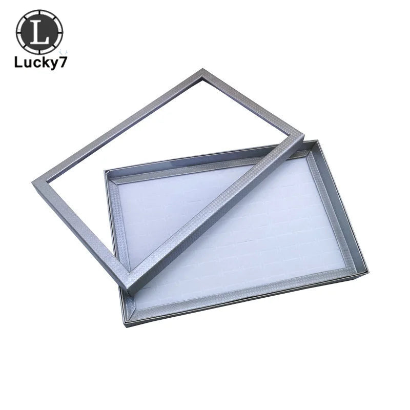 boîte bijoux moderne noir bleu jaune transparente 100 positions exposant anneaux sponge velvet packaging