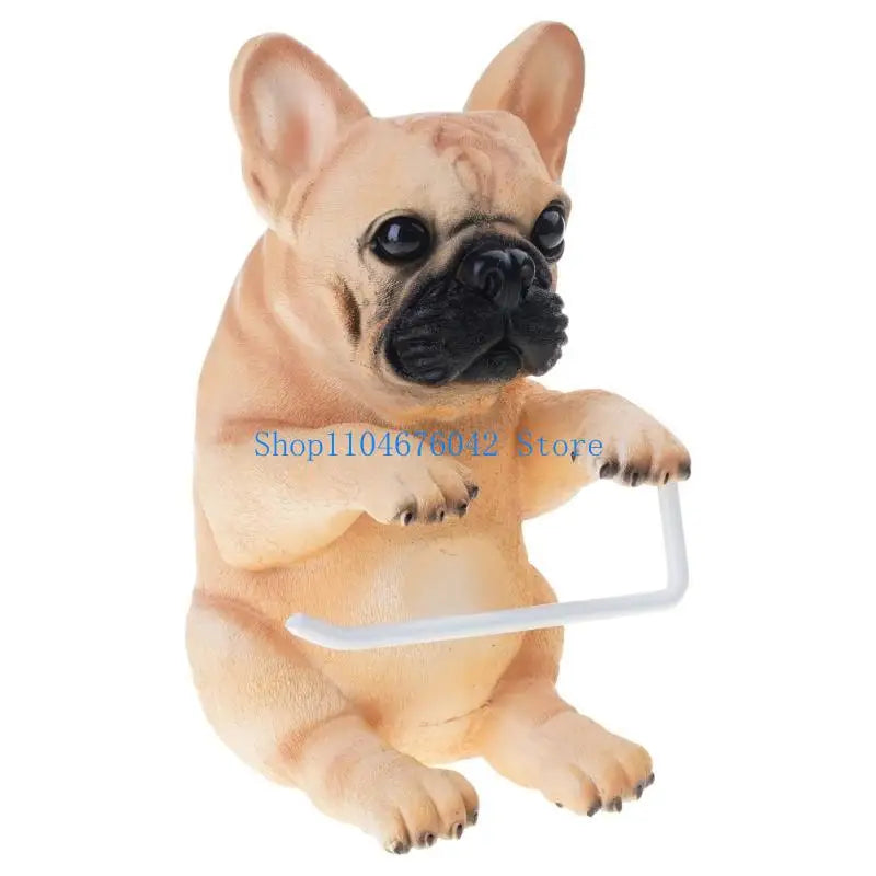 porte rouleau papier toilette forme chien peluche blanc decoratif résine facile nettoyer classique
