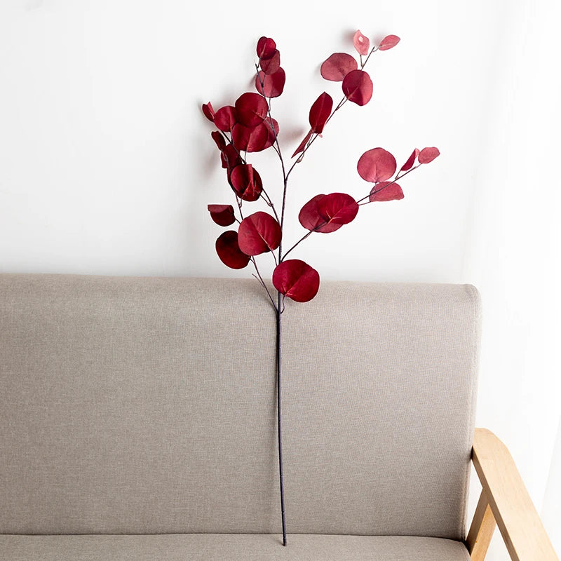 décoration intérieure branche artificielle feuilles rondes couleur automne naturelle minimaliste 87cm