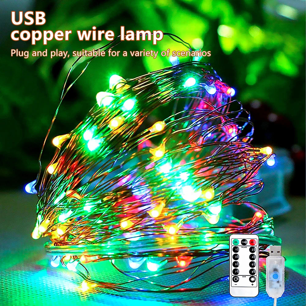 guirlande lumineuse dorée moderne waterproof 10m 20m led adhésif télécommande noël festive
