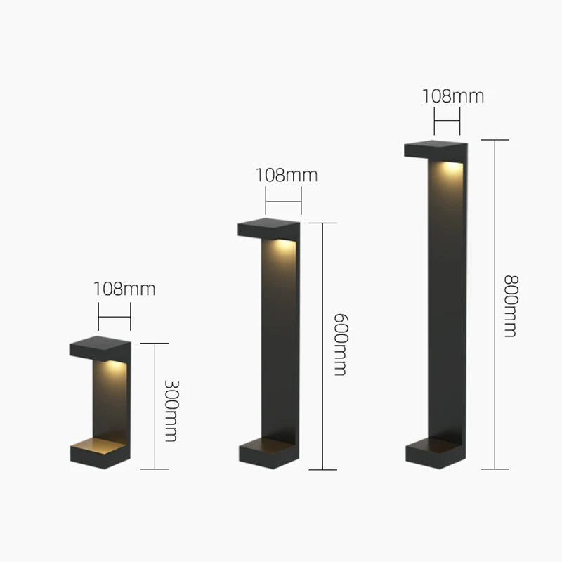lampe led imperméable moderne extérieure jardin noir doré ip65 30cm 60cm 80cm