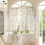 rideau fleur blanc translucide romantique maison inclusion polyester