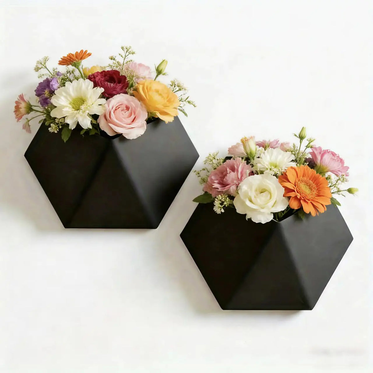 décoration murale moderne cache plantes hexagonal noir fixations plantes