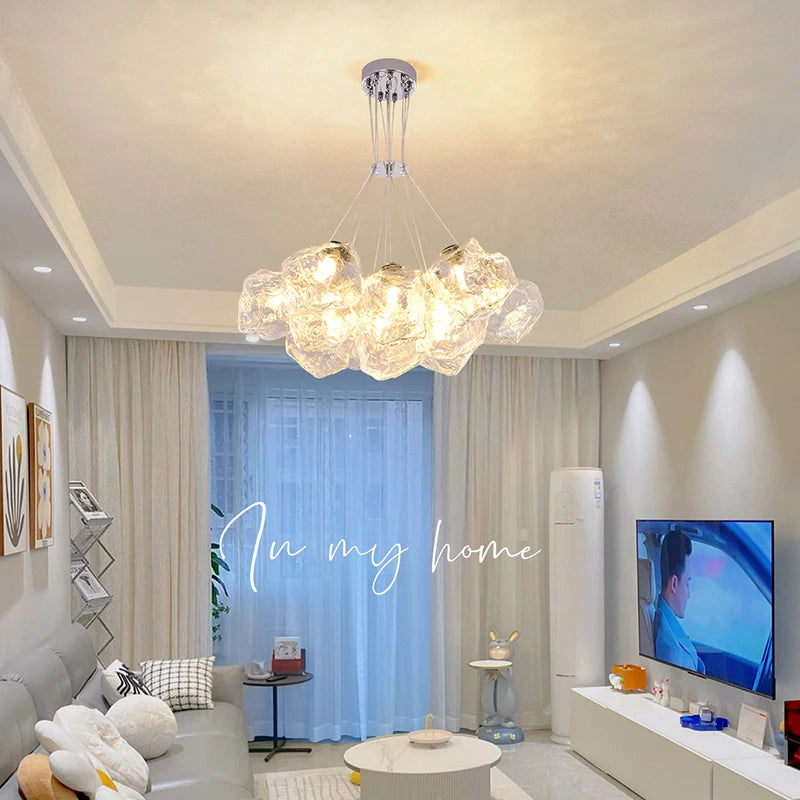 suspension lumineuse led verre dépoli moderne transparent reflets dorés 4500k 3000k 6000k