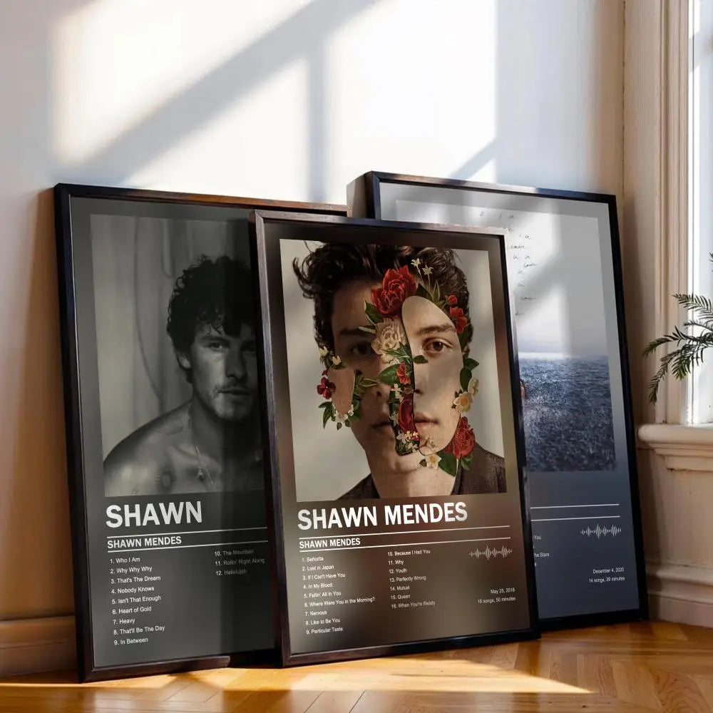 affiche poster musique shawn mendes décoration murale moderne cadre artistique photo fleurs salon