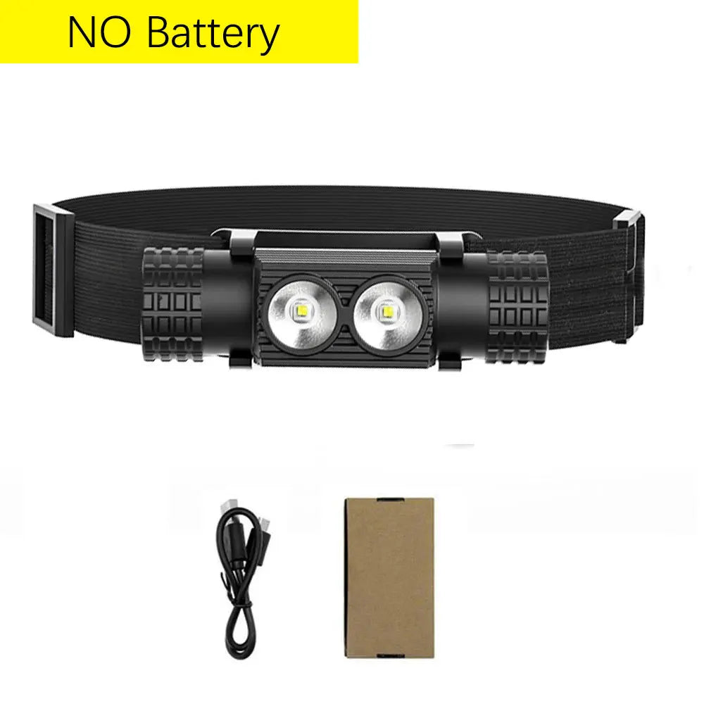 lampe frontale rechargeable led 18650 batterie ipx4 camping pêche chasse usb type