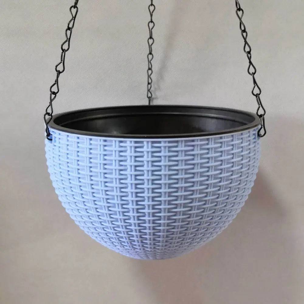 pots suspendus tissés moderne noir bleu rose vert blanc chaînes