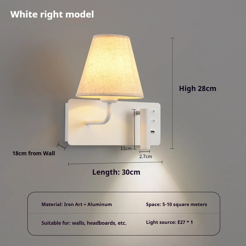 lampe murale moderne prise usb abatjour orientable blanc beigeclair