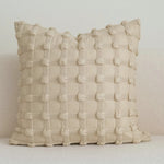 housse coussin géométrique polyester contemporain beige clair décor maison scandinave fixations invisibles carreaux