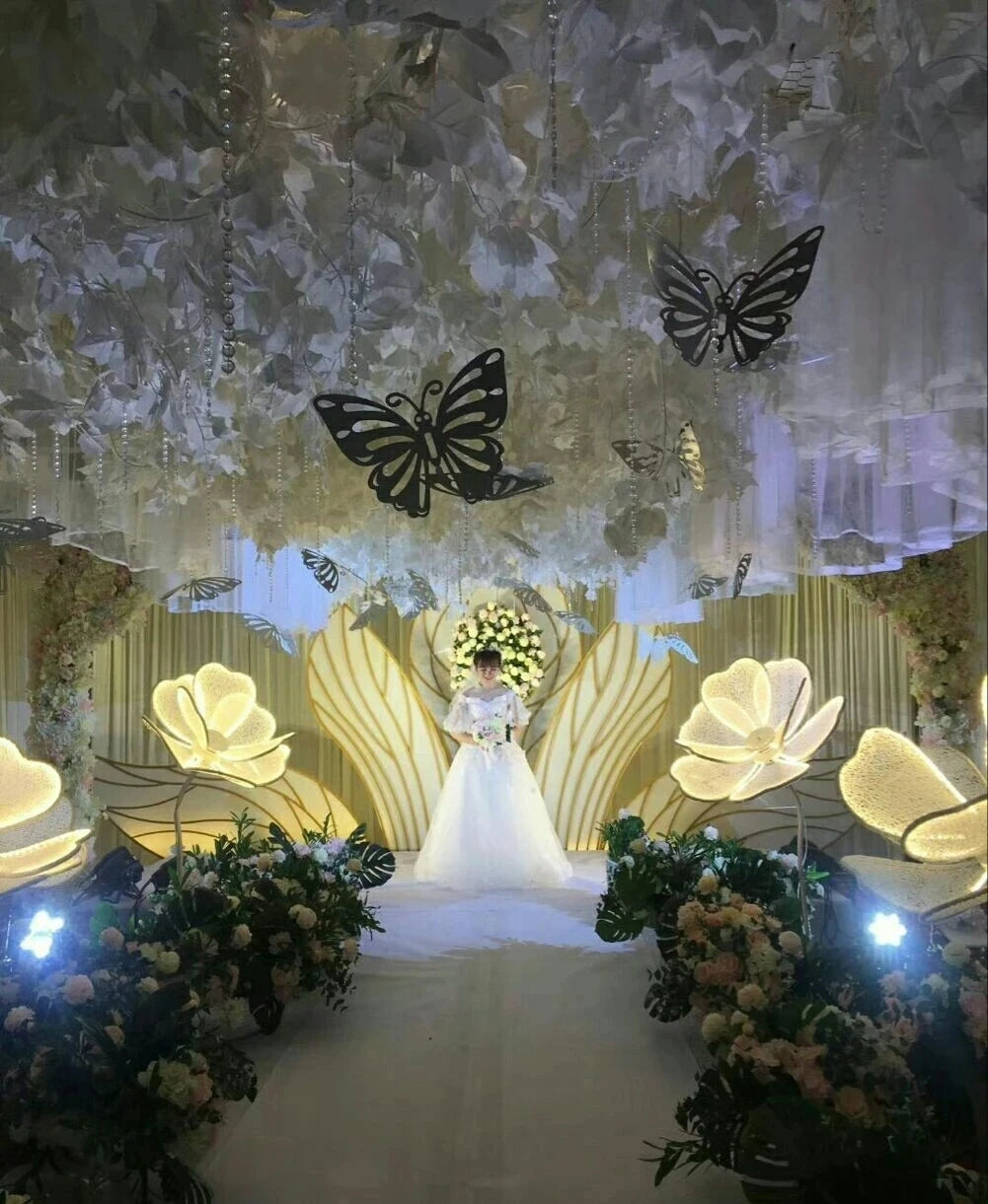 décoration festive fleurs artificielles lumineuses soie semi translucide intérieure romantique
