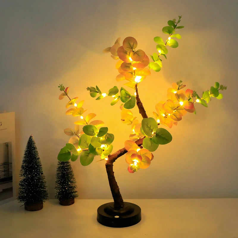 lampe led arbre bonsaï feuilles texturées branches réglables décoration intérieureextérieur