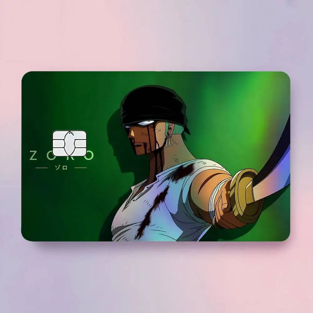 autocollants protection carte bancaire one piece anime personnages dessin animé multicolore adhésifs cartes visite