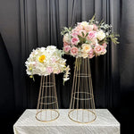 vases métal doré moderne structure maille support floral conique 60cm 80cm haute qualité décoration